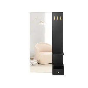 Wall-Mounted Full Length Mirror with Storage Ink Black