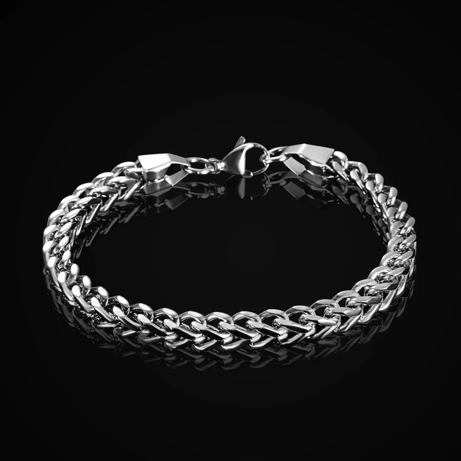 OIDEA 6mm Stainless Steel Franco Chain Bracelet - Polished Link Wristband, Bracelets for Women, Men's Fashion Accessory
