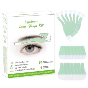 Eyebrow Wax Strips - 56-Strip Eyebrow & Upper Lip Hair Remover with 4 Soothing Wipes | Natural Beeswax Formula | Painless At-Home Hair Removal for Women & Sensitive Skin | Lasts 6 Weeks
