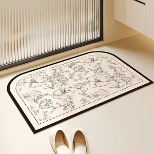1pc printed bathroom anti-slip floor mat, water-absorbing and quick-drying anti-slip bathroom mat, bathroom floor mat, indoor door floor mat, summer-style home decoration