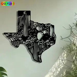 1pc Texas State Cactus Metal Wall Art, Lone Star State Silhouette Statue Mural, Vintage Ironwork, Perfect for Housewarming, Fathers Day Decor, Perfect for Patio Wall Living Room Western Bar Decor, Ideal Gift for Texas Pride Enthusiasts.