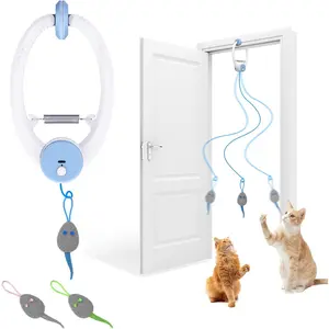 Smart USB Rechargeable Door-Hanging Cat Interactive Toy |   Auto-Retractable Feather Electronic Cat Wand, Ideal for Indoor Play