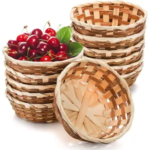 12 Pack Round  Baskets,  Small Bread & Fruit Baskets, 7" Woven Bread Roll Baskets,  Serving Baskets,  Storage Basket for Kitchen Restaurant Display Decor