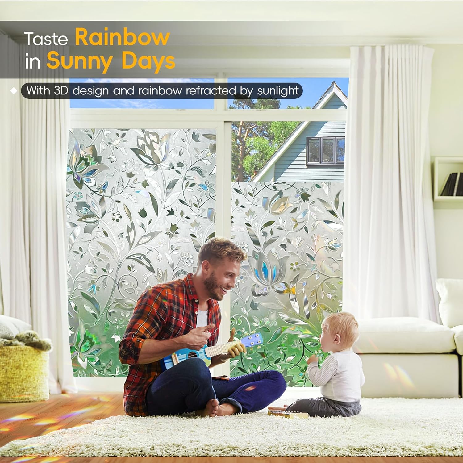 Dwersty Frosted Glass Window Privacy Film Decorative, Bathroom Window Privacy Film for Glass Windows Cover, Static Cling, Removable, Reusable, Anti-UV, Anti-Glare, 17.5" by 78.74"