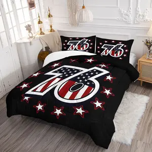 76 Patriotic Comforter Set, Bold American Flag Design Bedding Set, Cozy and Stylish Quilted Comforter, Perfect for Independence Day Decor or Sports Fans to Create a Comfortable Bedroom, with 1 or 2 Pillowcase No Pillow Core