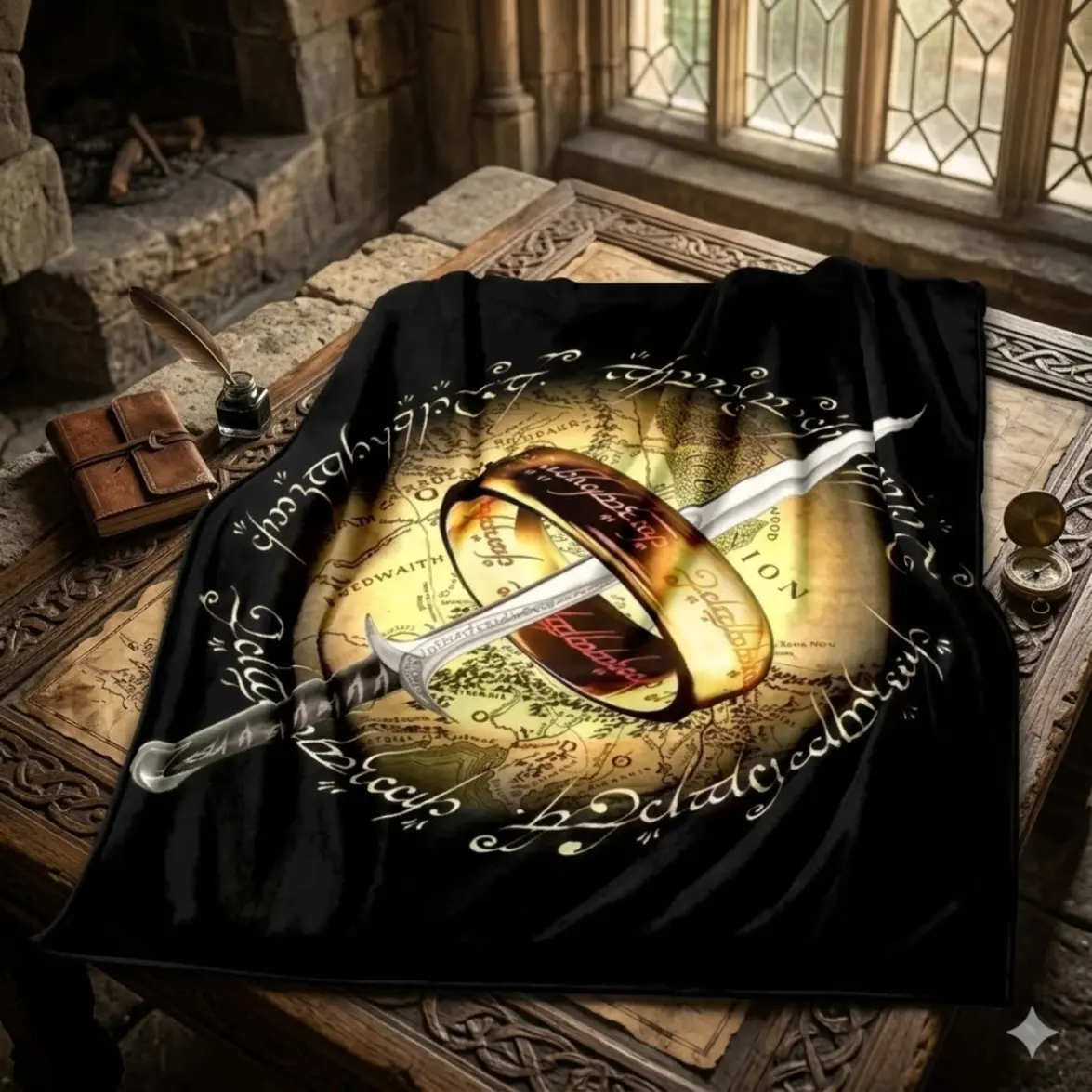 L-Lord Of The Rings Printed Blanket Warm Flannel Blankets Soft And Comfortable Home Travel Blanket Bed Linings Birthday Gift