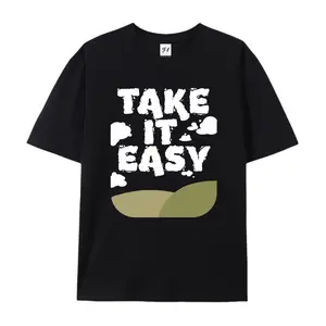 100% cotton short-sleeve shirt，"Take It Easy" Minimalist Cloud Printed Graphic Oversized Cotton T-Shirt, Relaxed Summer Fashion Outfit, Casual Everyday Tee, Great Gift for Relaxation Lovers, summervibes