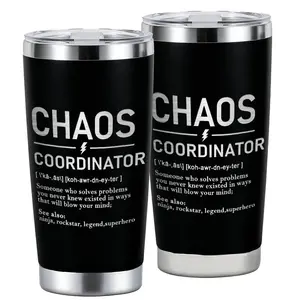 "Chaos Coordinator"Workplace Humor Design 20oz Stainless Steel Cup,Thermos Cup with Lid, Insulated Cups, Reusable Drinking Cup, High-Quality Water Bottle for Iced Coffee, Beer, Juice, Milk, Cold Drinks, Fashionable