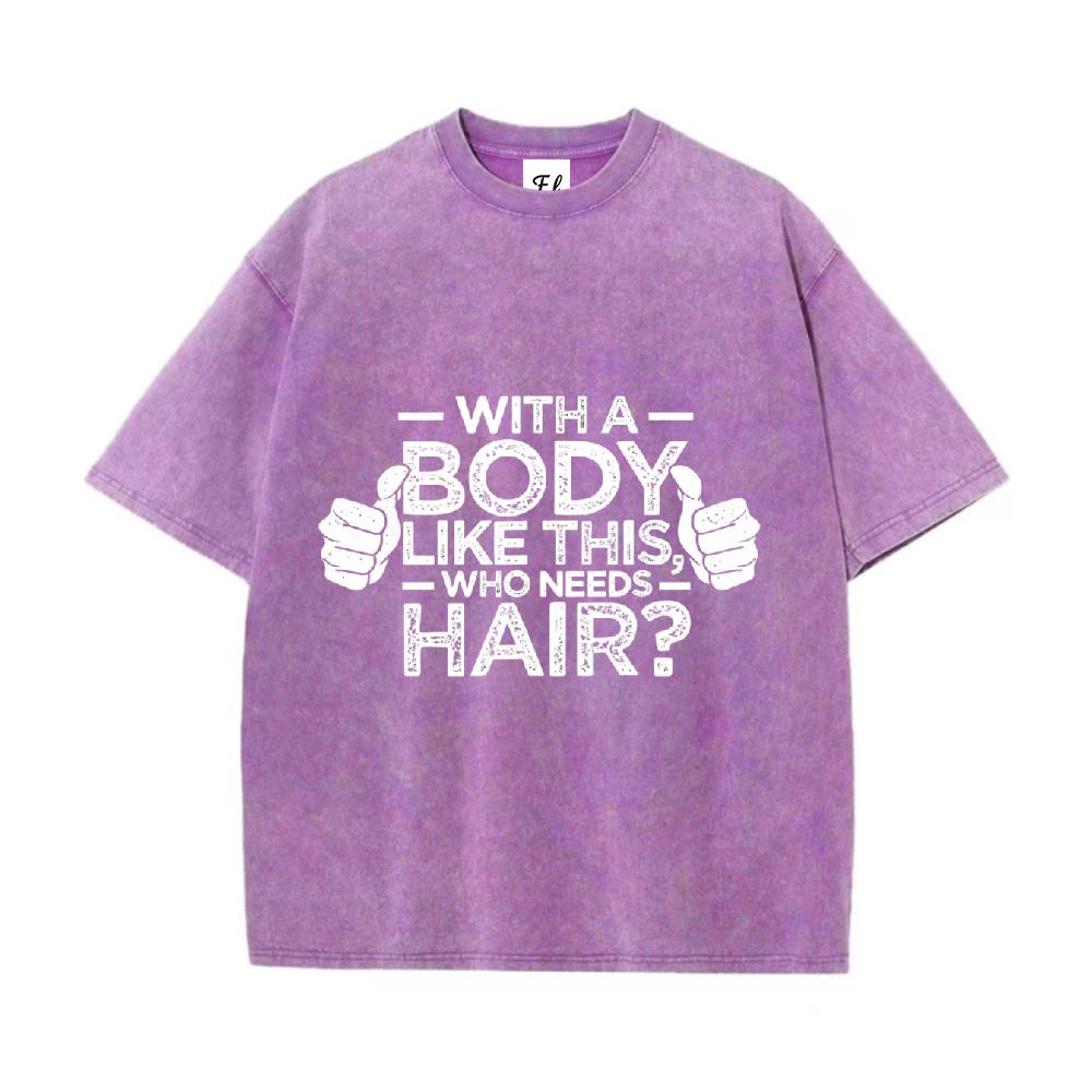 Vintage 260g Heavy Cotton Washable Direct Spray Funny Graphic T-Shirt Breathable Relaxed Fit For Proud Bald Dads