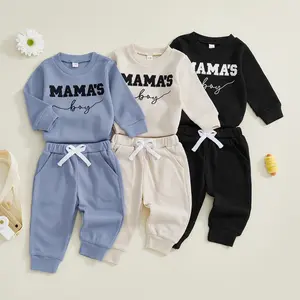 REDWOON Baby Boy Clothes 3 6 12 18 Months Fall Winter Outfit Mama's Boy Embroidery Waffle Long Sleeve Romper Pants Set