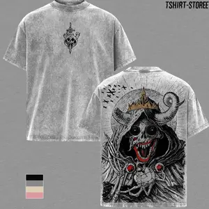 The Lich Adventure Time Vintage Washed Oversized T-Shirt, Dark Fantasy Anime Graphic Tee, Double Printed Skull Demon Art, Heavy Cotton Streetwear, Unisex Retro Grunge Anime Style Shirt, Gift For Fans 06X