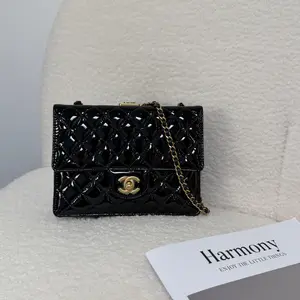 Pre-owned CHANEL Black Classic Flap Bag Patent Medium 2015 2016 16