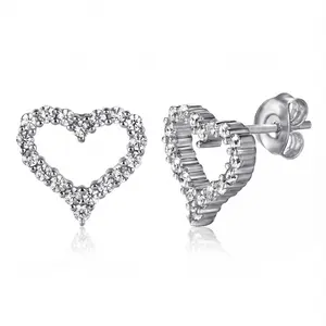 Crush Heart Studs | 925 Sterling Silver Pavé CZ