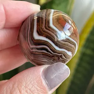 Sardonyx Banded Agate Mini Sphere - Natural Earthy Tones with Fine Layered Banding for Grounding Energy & Personal Power