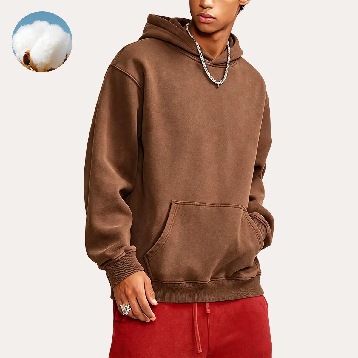 Men's American Retro Washed Distressed Hooded Sweatshirt - Oversized Streetwear Hoodie with Kangaroo Pocket, Loose Fit Pullover Hoodie Suitable for Campus, Daily Wear, Fall/Winter Casual Outfits (Machine Washable)