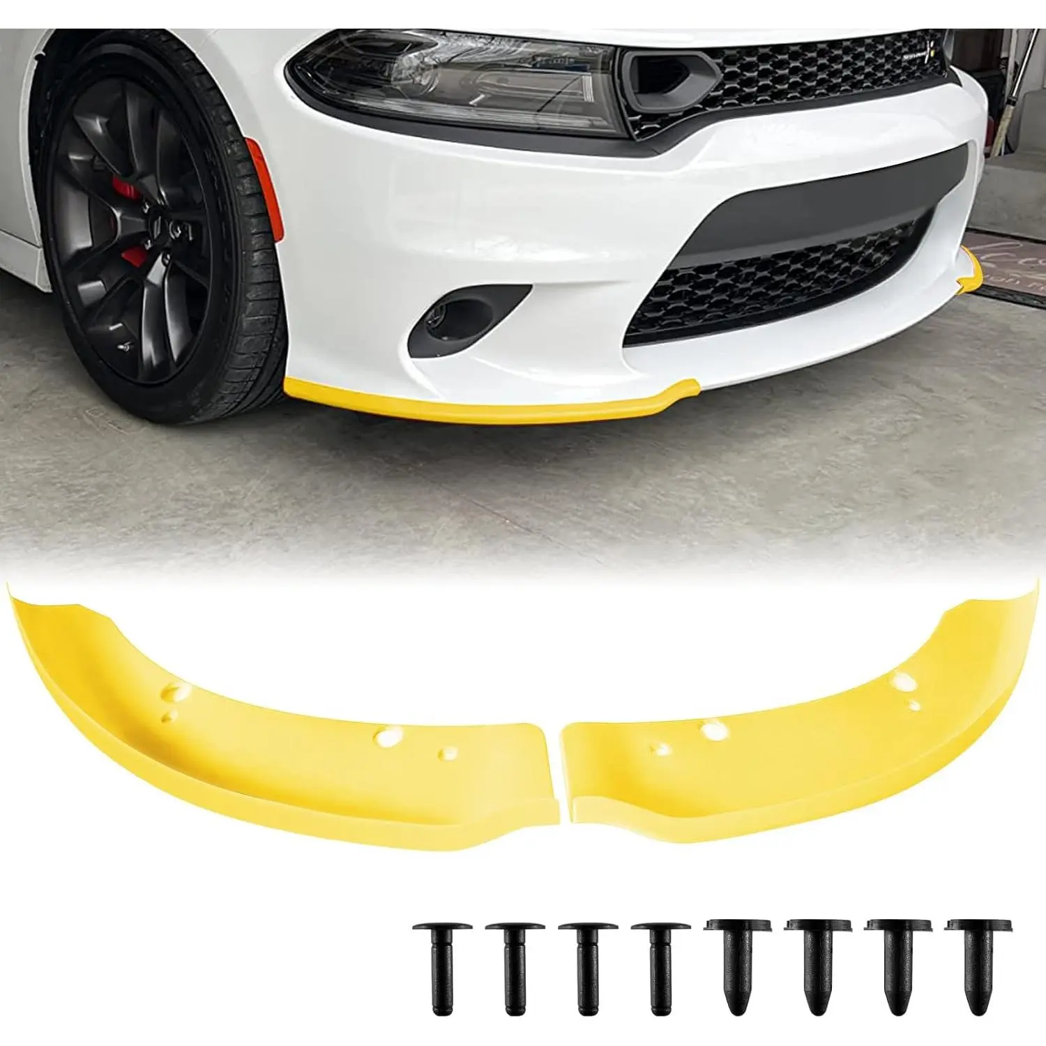 Front Bumper Lip Splitter Protector for Dodge Charger 2015-2023 - Yellow ABS Plastic Splash Guard Compatible Car Accessories