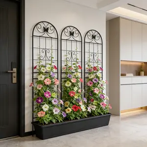 2/4 Pack Metal Garden Trellis 71" x 19.7" Rustproof Trellis for Climbing Plants Outdoor Flower Support Black