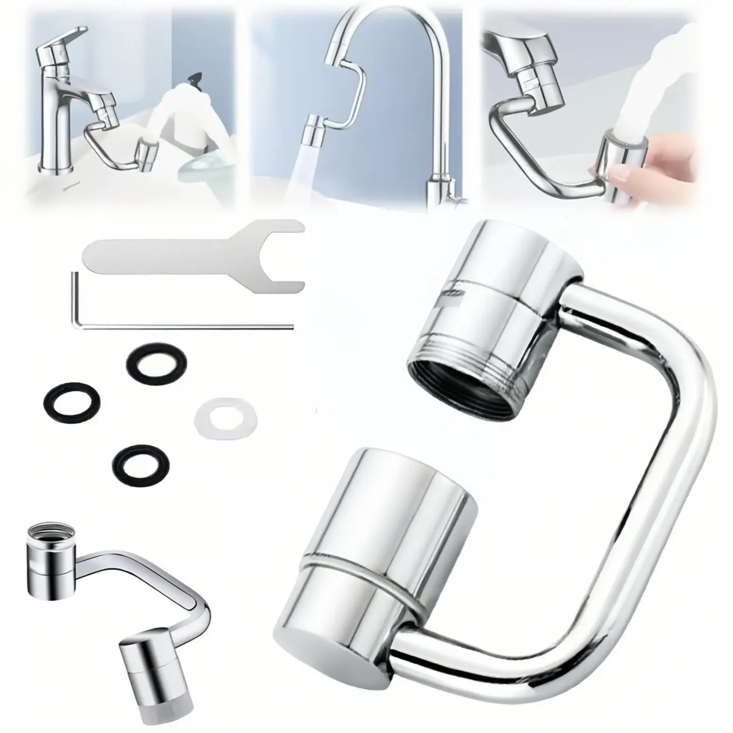 KUACC Rotatable Faucet Aerator Extension Kit - 2-Mode Splash Control, All-Angle Swivel, Compatible with 95% of Kitchen & Bathroom Sink Faucets, Effortless Upgrade Attachment SummerVibes dealsforyou