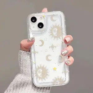 Sun & Moon Pattern Phone Case, Decorative Phone Protector Cover, Phone Accessories Compatible with iPhone 6 7 8 X 11 12 13 14 15 16 Pro Max, Casing