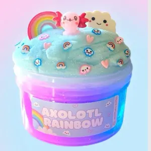 Axolotl rainbow clear and cloud slime