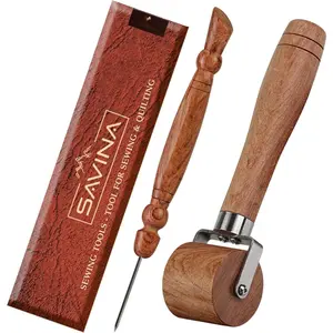 Seam Roller & Stiletto for Sewing/Quilting - Wooden Pressing Roller, Easy to Grip Handle - Wooden Sewing Quilting Tools Set