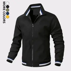 Men's stylish colorblock striped jacket, outdoor retro-style long-sleeve collared jacket, lightweight breathable casual baseball coat, suitable for spring and autumn daily activities wear