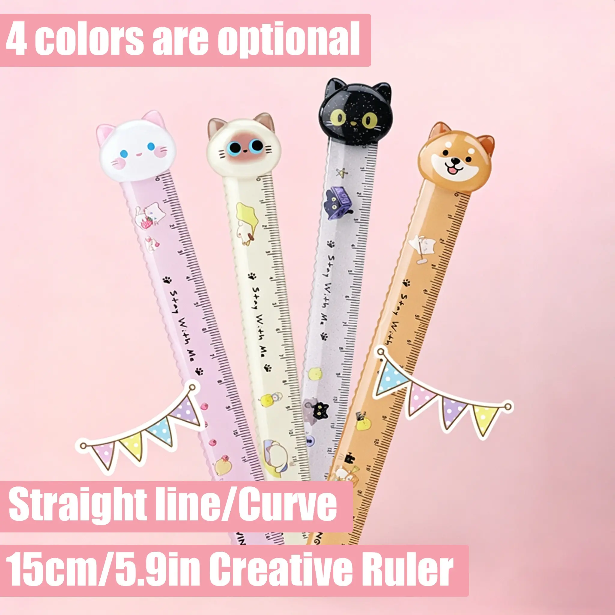 1pc, 2pcs, 4pcs 15cm/5.9in creative high-appearance ruler, 4 styles available, clear scale, ruler with wavy lines, suitable for students, essential for office use