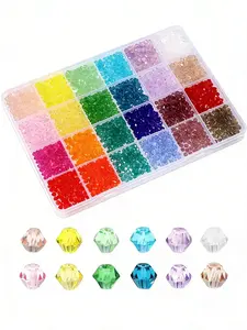 2400pcs/200pcs Multifaceted Glass Crystal Beads Set, Colorful Ab Crystals, Spacer Beads, Jewelry Making, Bracelets, Rings, Necklaces, 24 Colors, 4mm