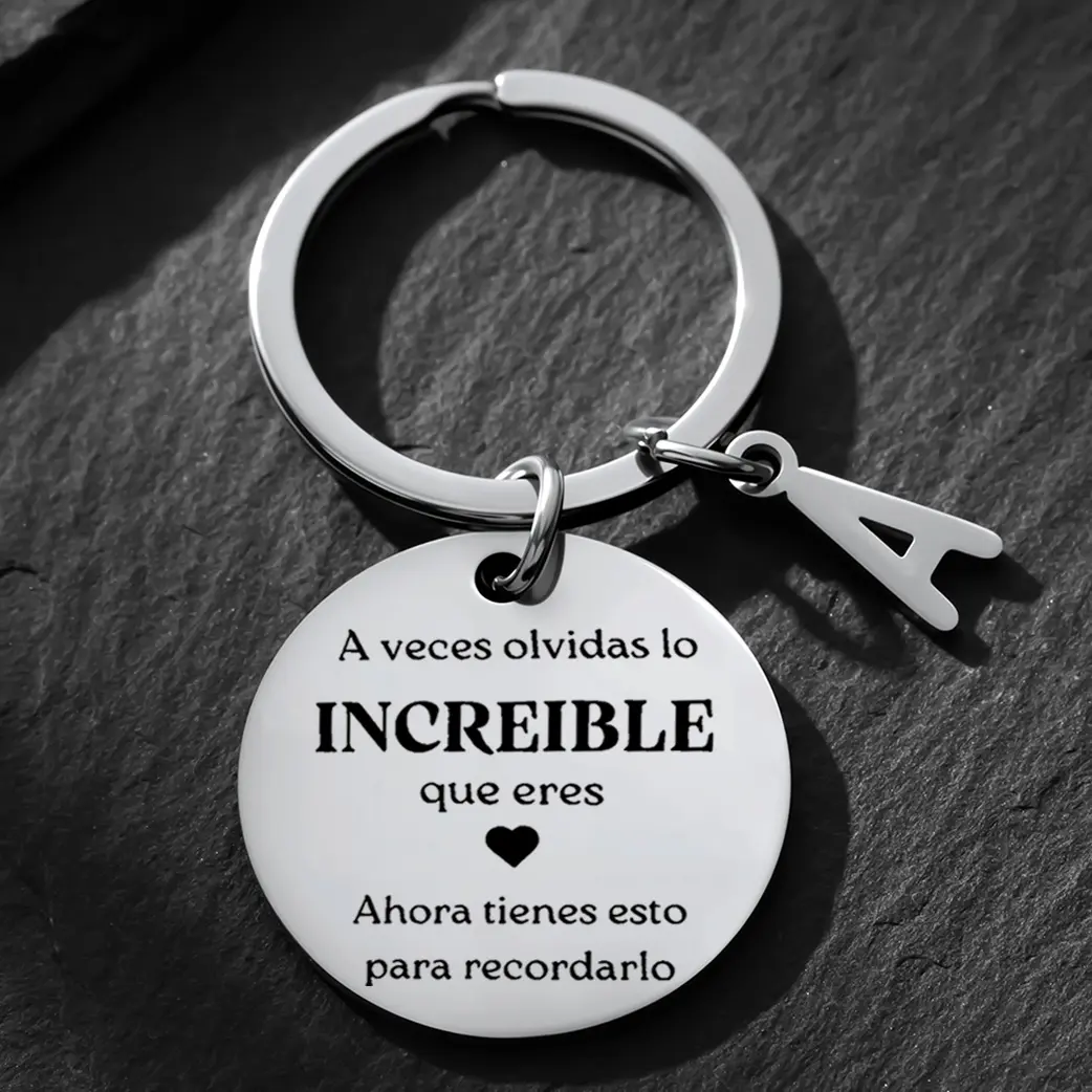 Inspirational Spanish Keyring Pack of 1 Stainless Steel Encouragement Keychain Unisex Gift for Sons and Daughters Creative Accessory for Backpack Bag Birthday Graduation Present Broken Glass Design, Keychain Set, Engraved Message Keychains