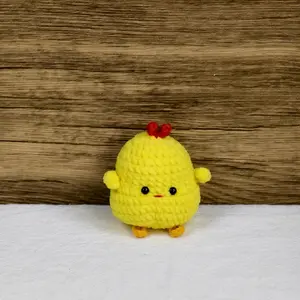 Handmade Amigurumi Crochet Chicken with Bottom-Face Plushie