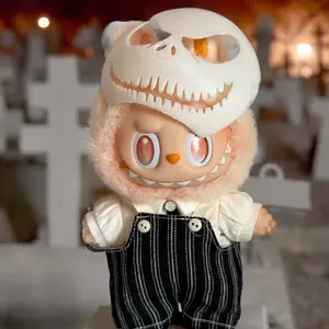 Halloween Skeleton Mask Outfit for Labubu – Black & White