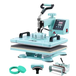 VEVOR Heat Press Machine, 12 x 15 inch, 5 in 1 Heat Transfer Machine with 30 oz Tumbler Press, 360° Swing Away T-Shirt Pressing, Digital Precise Control, for T-Shirts/Mugs/Hats/Plates, Green