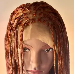 Custom Handmade Full 360 Lace Box Braided Wig – Brown Micro Braids – Glueless – Adjustable Cap – Natural Hairline – Ready to Wear