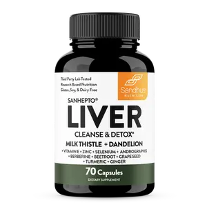 【Sandhus】Liver Cleanse & Detox Supports, 11 Ingredient Blend Milk Thistle, Dandelion, Turmeric, Ginger Extract, Vitamin E, Grape Seed Supplement