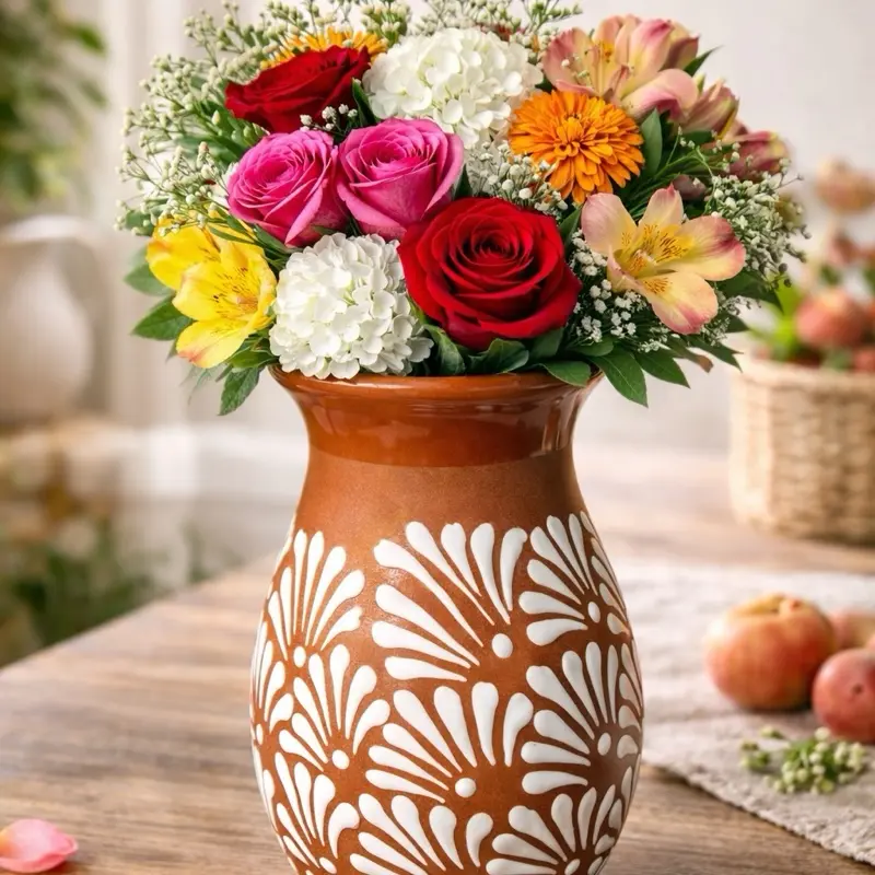 Handmade Cielito Lindo Flower Vase with Unique Design and Vibrant Colors for Home Decor