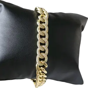 Cuban Link Bracelet for Men Women | 14K Gold/White Gold Plated Chain Wrist Bracelets Pave Cubiz Zriconia,7.5 inch Length