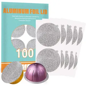 Foils  to Reuse Vertuoline Capsules Coffee Pods Compatible with  VertuoLine Machine 64mm(100/package)