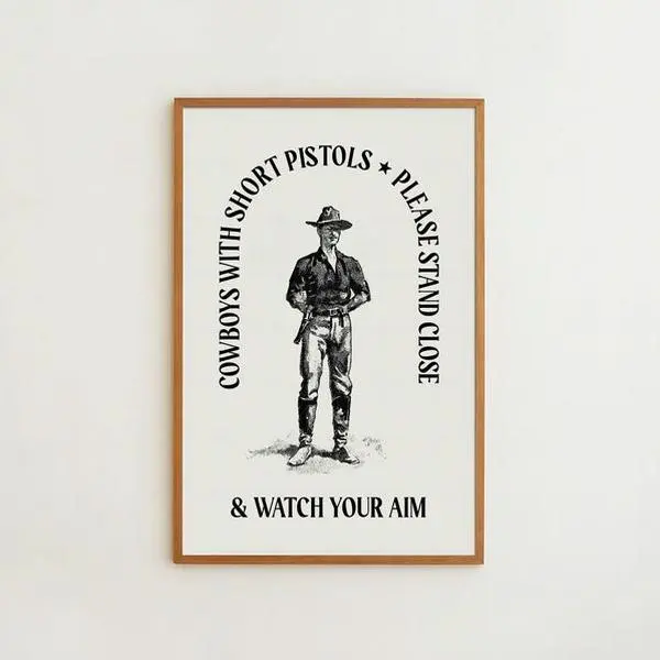 Bathroom Cowboy Art Print Bathroom Wall Decor Guest Bathroom Western Style Poster Mens Room Funny Bathroom Sign Retro Toilet Humor Poster NO FRAME