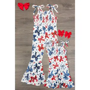 Mom & Me - Red White & Blue Bow Jumpsuit