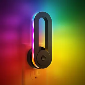 Rainbow RGB Flowing Night Light with 3 Modes & 180° Rotatable Design Smart Sensor Decorative LED Lamp for Gaming Room Bedroom Nightstand