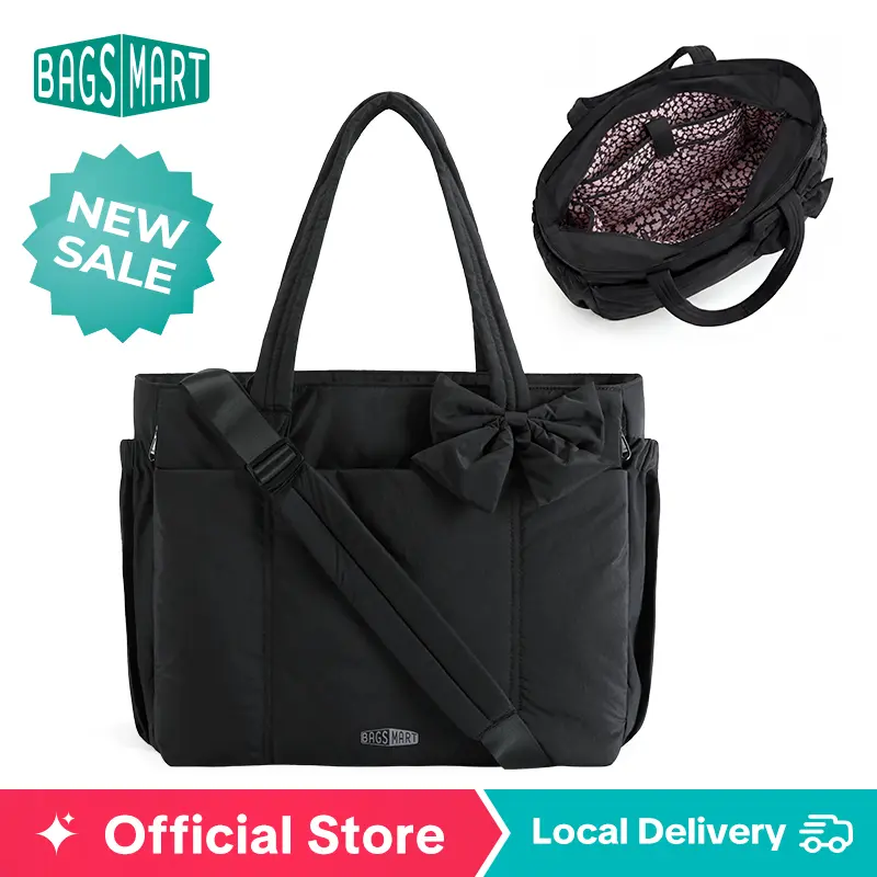 【NEW IN】BAGSMART Cute Puffer Tote Bag, Multiple Floral Print Exterior & Interior Styles, 14L/20L Lightweight Multifunctional Portable Bag & Laptop Shoulder Handbag for Work, Travel, School & Mom Use DealsForYouDays summerwins