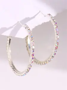 1pair Silver-color Rhinestone & Laser Earrings For Women's Jewelry