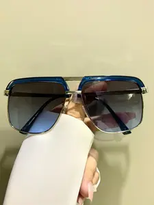 Large Frame Double Beam Fashion Retro Glasses, Metal Frame Frog Frames Trendy Fashion Eyeglasses for Men and Women