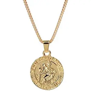 St Christopher Necklaces for Women Men Gold Saint Christopher Necklace St. Christopher Medal Necklaces for Men Women St Christopher Pendant for Boys Girls