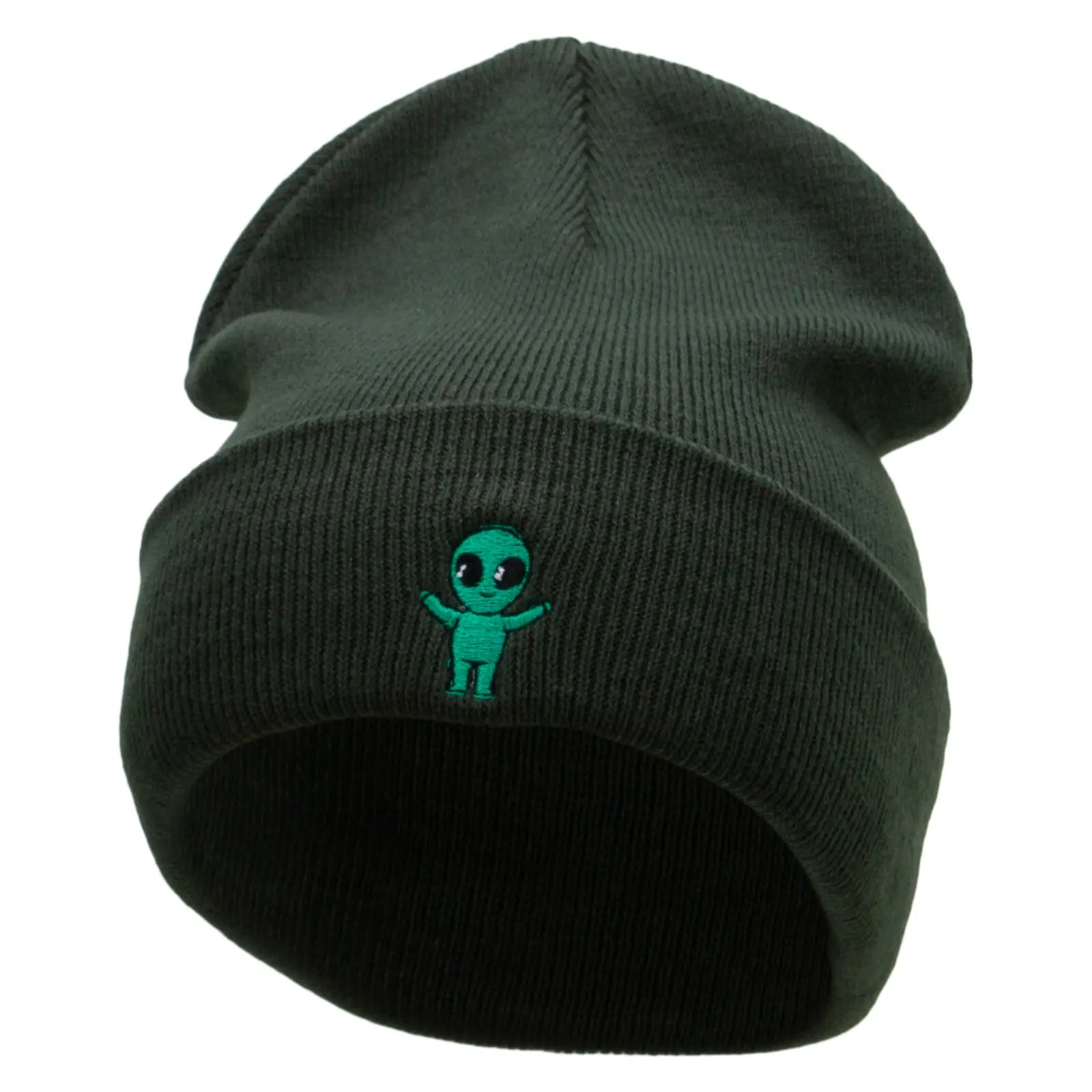 Alien Baby Embroidered 12 Inch Long Knitted Beanie