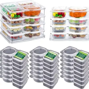 20 Pack 4.5oz 2 Compartment Snack Containers with Lids, Divided Food Trays for Lunch, Meal Prep, Dips, Sauces, Kids School Lunches