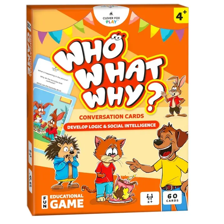 Conversation Cards for Kids – Who What Why Conversation Cards, Learning Game for Social Skills, Emotional Intelligence & Critical Thinking – Speech Therapy Resources, Sequencing Game & Articulation Materials, Ages 4+