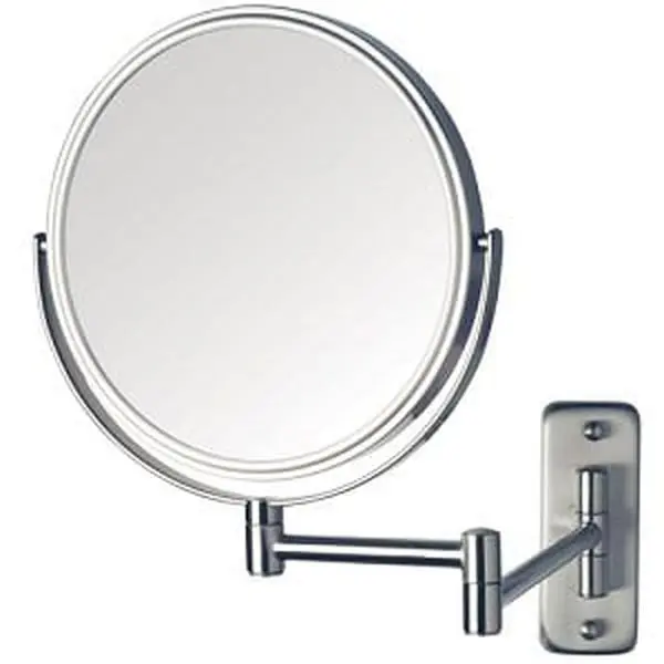 8 in., 8X-1X Wall Mount Mirror, Double Arm, Nickel