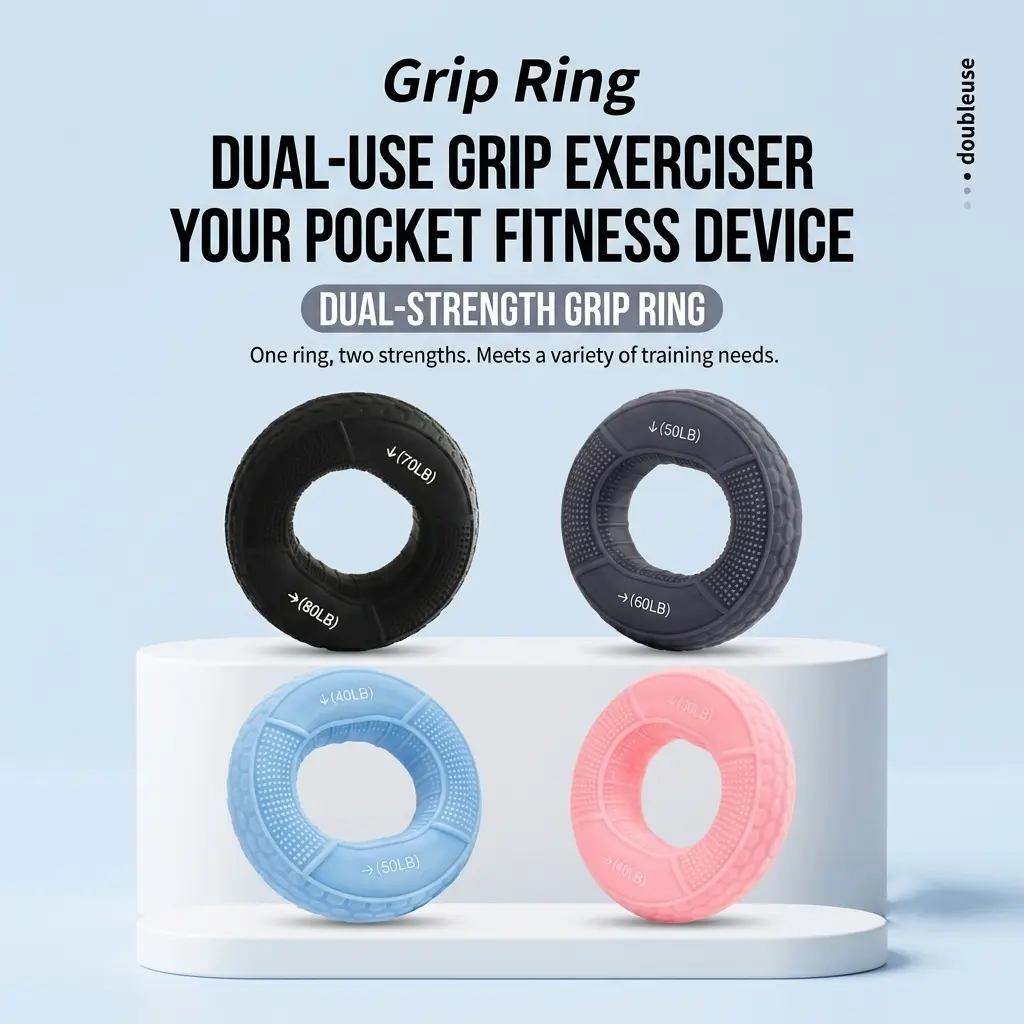 Silicone Grip Strengthener Ring - 2-in-1 Dual-Resistance Compact Hand Exerciser with 4 Levels, Portable Forearm Trainer for Workout & Rehab, Strength Training Fitness Equipment, Hand Strengthening Devices, Exercise Equipment, Ring Shape, Portable Grip