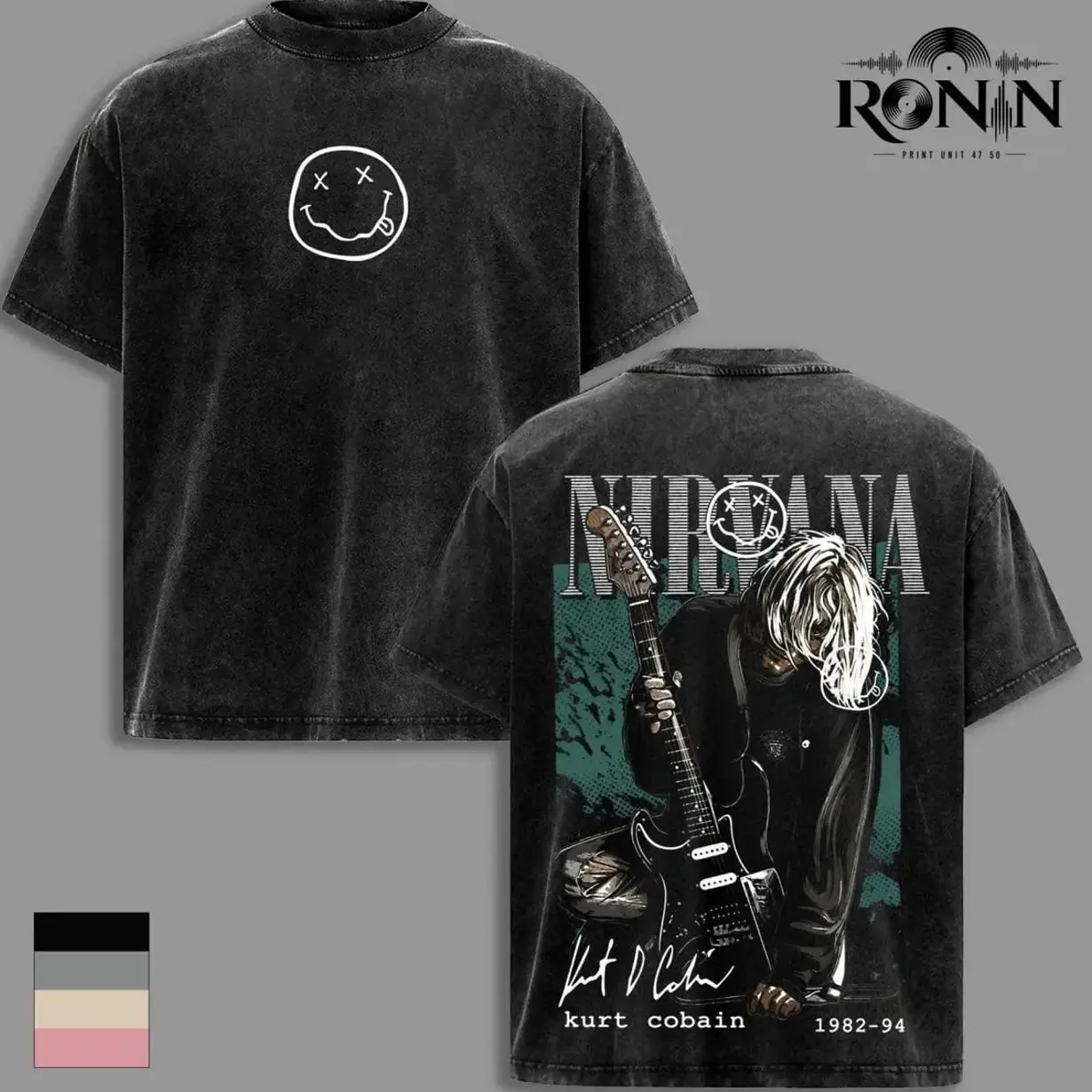 Kurt Cobain Nirvana Vintage Washed Graphic T-Shirt | Heavyweight Premium Cotton Retro Grunge Band Tee | Oversized 90s Rock Music Streetwear Aesthetic Merch Gift REH